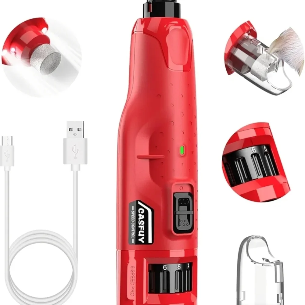 Professional Pet Nail Drill with Display Red